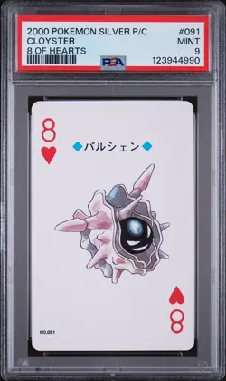 2000 POKEMON SILVER VERSION PLAYING CARDS 8 OF HEARTS #091 CLOYSTER PSA 9 - Image 1