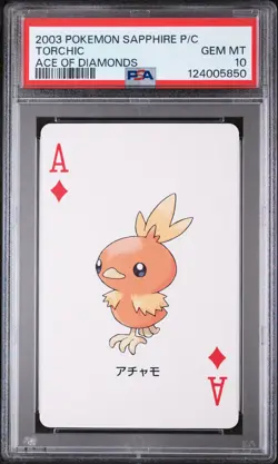 2003 POKEMON SAPPHIRE VERSION PLAYING CARDS ACE OF DIAMONDS TORCHIC PSA 10 - Image 1