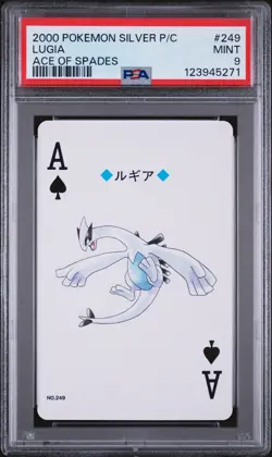 2000 POKEMON SILVER VERSION PLAYING CARDS ACE OF SPADES #249 LUGIA PSA 9 - Image 1