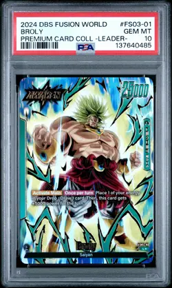2024 DRAGON BALL SUPER PREMIUM CARD COLLECTION #FS03-01 BROLY PSA 10 - Image 1