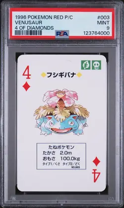 1996 POKEMON RED VERSION PLAYING CARDS 4 OF DIAMONDS #003 VENUSAUR PSA 9 - Image 1
