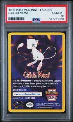 1999 POKEMON INSERT CARDS CATCH MEW! PSA 10 - Image 1