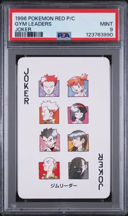 1996 POKEMON RED VERSION PLAYING CARDS JOKER GYM LEADERS PSA 9 - Image 1