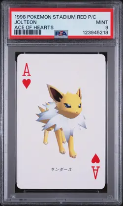 1998 POKEMON STADIUM RED VERSION PLAYING CARDS ACE OF HEARTS JOLTEON PSA 9 - Image 1