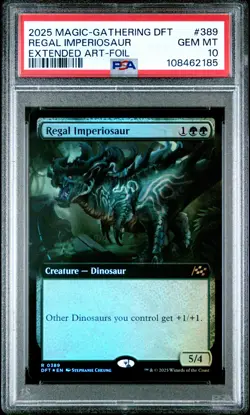 2025 MTG AETHERDRIFT EXTENDED ART-FOIL #0389 REGAL IMPERIOSAUR PSA 10 - Image 1