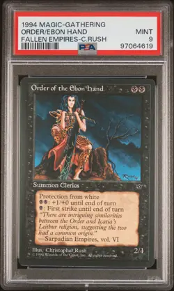 1994 MTG FALLEN EMPIRES CHRISTOPHER RUSH ORDER OF THE EBON HAND PSA 9 - Image 1