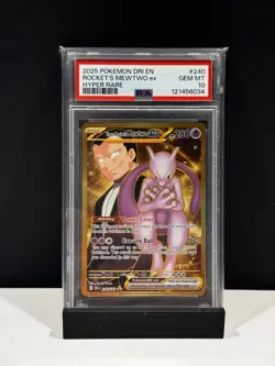 2025 POKEMON DESTINED RIVALS #240 TEAM ROCKET'S MEWTWO EX PSA 10 - Image 1