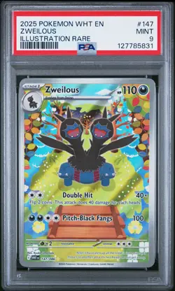 2025 POKEMON WHT EN-WHITE FLARE ILLUSTRATION RARE #147 ZWEILOUS PSA 9 - Image 1