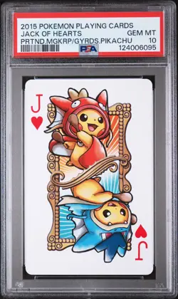 2015 POKEMON PLAYING CARDS MAGIKARP & GYARADOS PIKACHU JACK OF HEARTS PSA 10 - Image 1