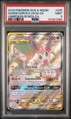 2019 POKEMON SUN & MOON UNBROKEN BONDS FULL ART/GARDEVOIR & SYLVEON GX PSA 9 - Image 1