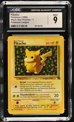 CGC 9 MINT Ivy Pikachu 1999 Black Star Promo 1 Pokemon League Pokemon Card - Image 1