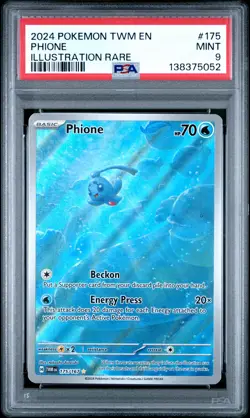 2024 POKEMON TWM EN-TWILIGHT MASQUERADE ILLUSTRATION RARE #175 PHIONE PSA 9 - Image 1