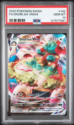 2020 POKEMON SWORD & SHIELD #142 FULL ART/SNORLAX VMAX PSA 10 - Image 1