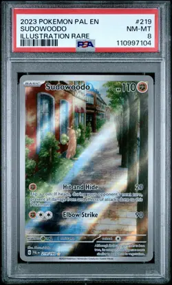 2023 POKEMON PAL EN-PALDEA EVOLVED ILLUSTRATION RARE #219 SUDOWOODO PSA 8 - Image 1