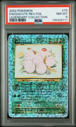 2002 POKEMON LEGENDARY COLLECTION #75 EXEGGCUTE-REVERSE FOIL PSA 8 - Image 1