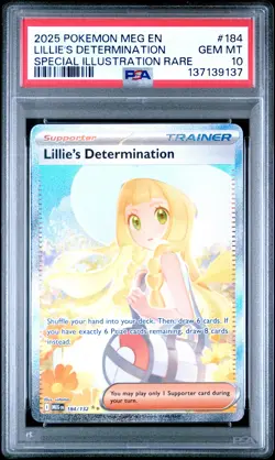 2025 POKEMON MEG SPECIAL ILLUSTRATION RARE #184 LILLIE'S DETERMINATION PSA 10 - Image 1