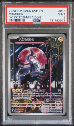 2023 POKEMON SCARLET & VIOLET POKEMON CENTER ETB PROMO #013 MIRAIDON PSA 9 - Image 1