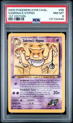 2000 POKEMON GYM CHALLENGE 1ST EDITION #56 SABRINA'S HYPNO PSA 8 - Image 1