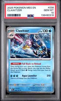 2025 POKEMON MEG EN-MEGA EVOLUTION #038 CLAWITZER PSA 10 - Image 1