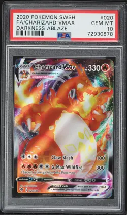 2020 Pokemon Sword & Shield #020 Full Art Charizard Vmax Darkness Ablaze PSA 10 - Image 1