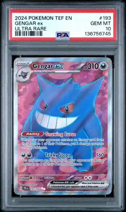2024 POKEMON TEF EN-TEMPORAL FORCES ULTRA RARE #193 GENGAR EX PSA 10 - Image 1