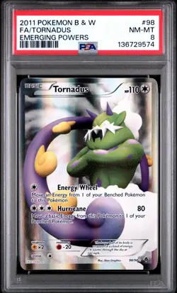 2011 POKEMON BLACK & WHITE EMERGING POWERS #98 FULL ART/TORNADUS PSA 8 - Image 1