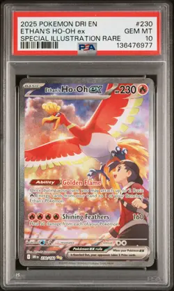 2025 POKEMON DESTINED RIVALS SPECIAL ILLUSTRATION RARE ETHAN'S HO-OH EX PSA 10 - Image 1