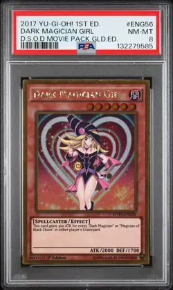 2017 YU-GI-OH! THE DARK SIDE OF DIMENSION 1ST EDITION DARK MAGICIAN GIRL PSA 8 - Image 1