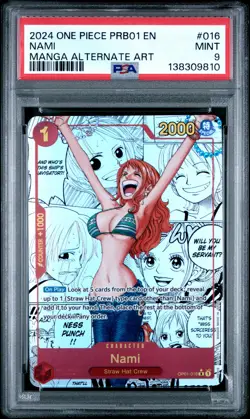 2024 ONE PIECE PRB01-PREMIUM BOOSTER MANGA ALT ART #016 NAMI PSA 9 - Image 1