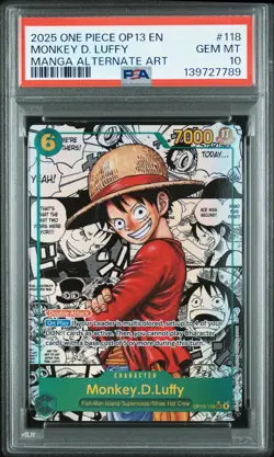 2025 ONE PIECE CARRYING ON HIS WILL MANGA ALT ART #118 MONKEY D. LUFFY PSA 10 - Image 1