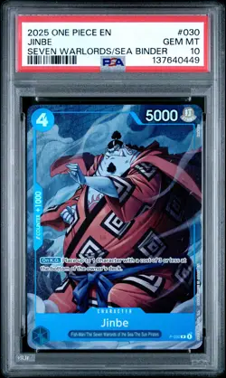 2025 ONE PIECE SEVEN WARLORDS OF THE SEA BINDER SET #030 JINBE PSA 10 - Image 1
