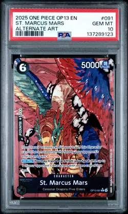 2025 ONE PIECE OP13-CARRYING ON HIS WILL ALTERNATE ART ST. MARCUS MARS PSA 10 - Image 1