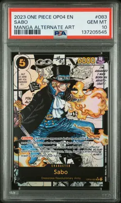 2023 ONE PIECE OP04-KINGDOMS OF INTRIGUE MANGA ALTERNATE ART #083 SABO PSA 10 - Image 1
