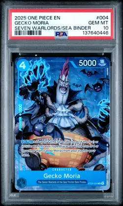2025 ONE PIECE SEVEN WARLORDS OF THE SEA BINDER SET #004 GECKO MORIA PSA 10 - Image 1