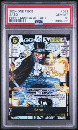 2024 ONE PIECE PRB01-PREMIUM BOOSTER MANGA ALT ART #083 SABO PSA 10 - Image 1