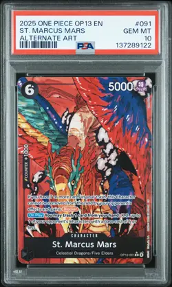 2025 ONE PIECE OP13-CARRYING ON HIS WILL ALTERNATE ART ST. MARCUS MARS PSA 10 - Image 1