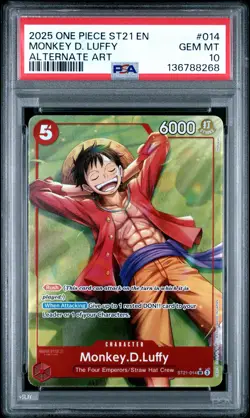 2025 ONE PIECE STARTER DECK ST21-EX GEAR 5 ALTERNATE ART MONKEY D. LUFFY PSA 10 - Image 1