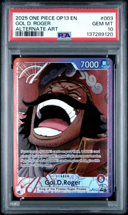2025 ONE PIECE OP13-CARRYING ON HIS WILL ALTERNATE ART #003 GOL D. ROGER PSA 10 - Image 1