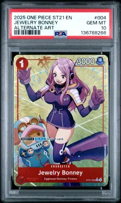 2025 ONE PIECE STARTER DECK ST21-EX GEAR 5 ALTERNATE ART JEWELRY BONNEY PSA 10 - Image 1