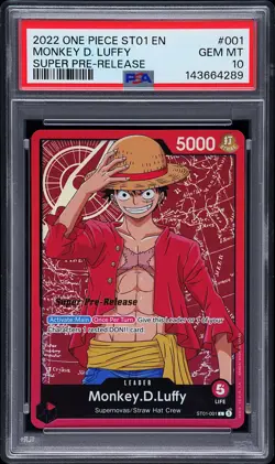 2022 ONE PIECE STARTER DECK ST01-STRAW HAT CREW #001 MONKEY D. LUFFY PSA 10 - Image 1