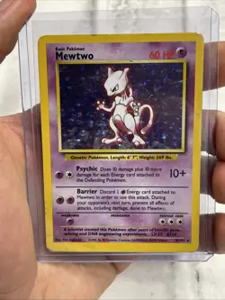 Mewtwo 10/102 Unlimited Base Set Holo Rare WoTC Pokemon Card HP Heavily Played - Image 1