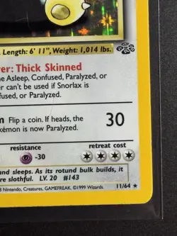 Pokemon TCG Snorlax Holo Rare Unlimited Card 11/64 Jungle Set 1999 WOTC Vintage - Image 5