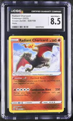 Radiant Charizard 020/159 Holo Crown Zenith Pokemon CGC 8.5 Nm/mint+ *063 - Image 1