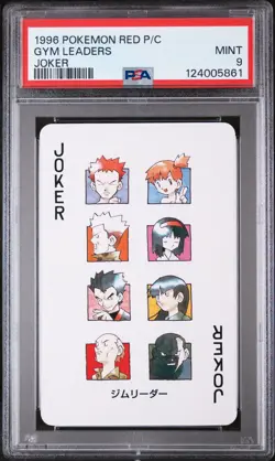 1996 POKEMON RED VERSION PLAYING CARDS JOKER GYM LEADERS PSA 9 - Image 1