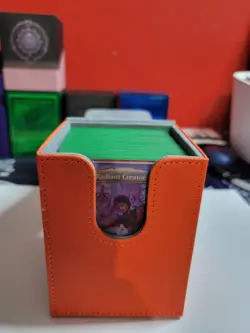 100 Cards Leather Deck Card Case Sleeved Cards Collectible Deck Game Box (Orang) - Image 2