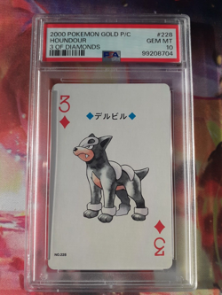 Pokemon Gold Ho-oh Back Houndour 3 of Diamonds Poker Deck Playing Card PSA 10 - Image 1