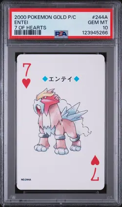 2000 POKEMON GOLD VERSION PLAYING CARDS 7 OF HEARTS #244A ENTEI PSA 10 - Image 1