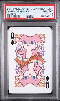 2011 POKEMON CENTER OSAKA REOPENING PLAYING CARDS AUDINO QUEEN OF SPADES PSA 10 - Image 1