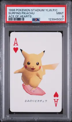 1998 POKEMON STADIUM YELLOW VERSION PLAYING CARDS SURFING PIKACHU PSA 9 - Image 1