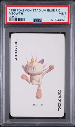 1998 POKEMON STADIUM BLUE VERSION PLAYING CARDS JOKER MEOWTH PSA 9 - Image 1